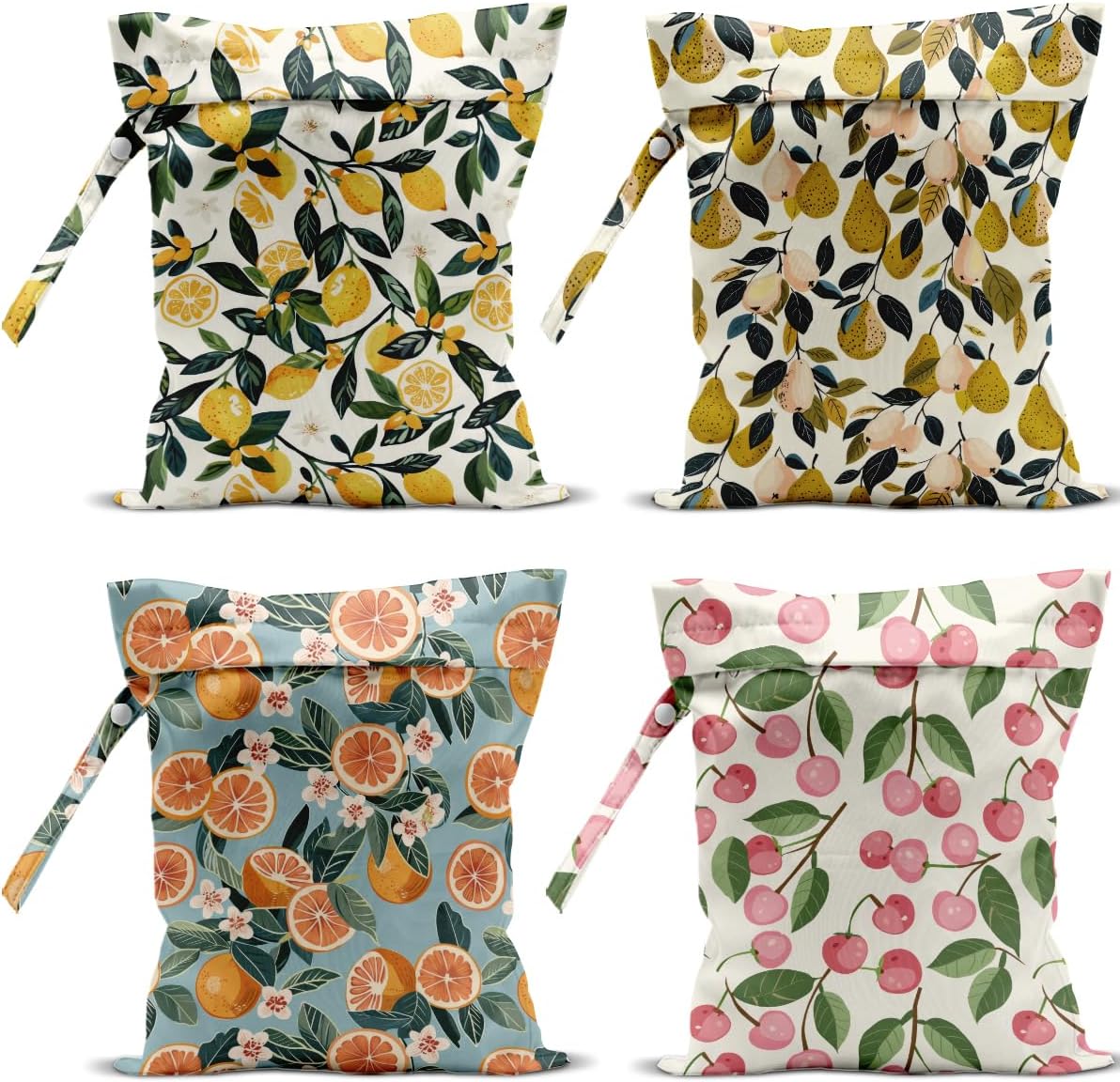 4 Pack Cute Fruit Wet Bag Waterproof Washable Reusable Wet Dry Bag for Swimsuit Dirty Clothes Cloth Diaper Travel Beach Pool Yoga Gym Toiletries Travel Beach Essentials Watermelon Avocado Banana