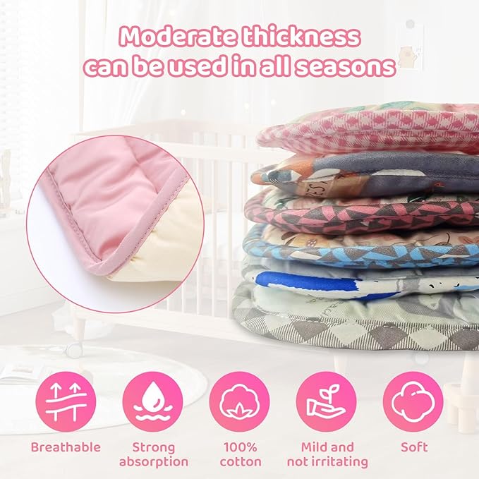 Baby Stroller Cushion,Infant Car Seat Insert-Reversible Universal Breathable and Soft Newborn seat Liner for Stroller,100% Cotton Seat Pad Liner for Newborns-34x78cm,1 Pack(Beige+Pink)