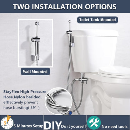 SonTiy Handheld Bidet Sprayer for Toilet, White Cloth Diaper Toilet Sprayer Attachment with Backflow Preventer, Adjustable Water Pressure Toilet Jet Spray for Feminine Wash