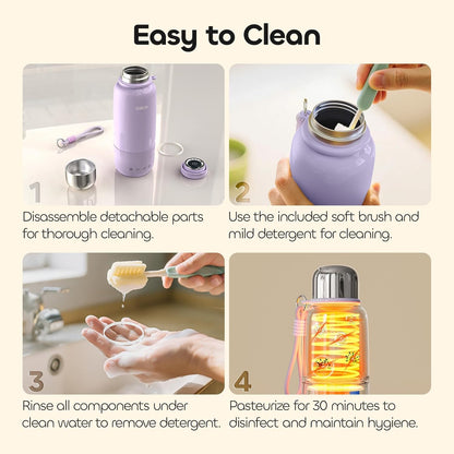 Portable Bottle Warmer for Travel - 3Min Fast Heating of Breast Milk and Formula, 36W Fast Charge, 17 Ounces Large Capacity, Baby Bottle Warmer On The Go for Outdoor Airplane and Car