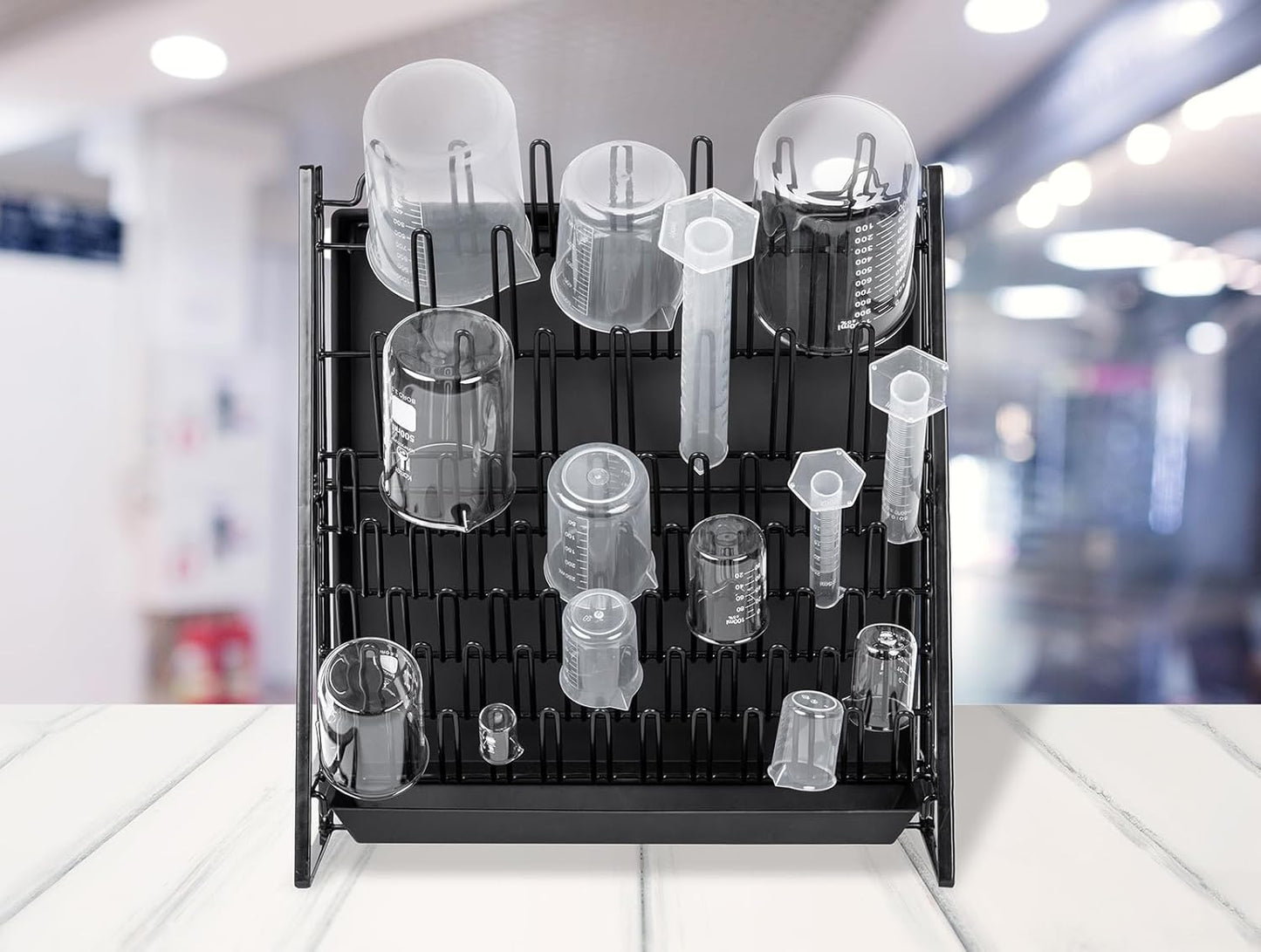 Inevibe Drying Rack for Lab Glassware and Bottles - Laboratory Draining Dryer Stand for Countertop, Space Saving Steel Wire Frame - Station for Baby Feeding Bottle
