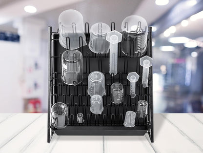 Inevibe Drying Rack for Lab Glassware and Bottles - Laboratory Draining Dryer Stand for Countertop, Space Saving Steel Wire Frame - Station for Baby Feeding Bottle