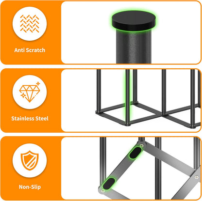 Foldable Baby Bottle Drying Rack-10 Poles Water Bottle Organizer for Cups,Travel Mugs,Silicone Bags- Collapsible Stainless Steel Bottle Rack Dryer (Silver)