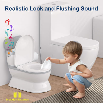 CheerTry 2-in-1 Toddler Potty Training Toilet - Larger Potty Chair & Detachable Training Seat for Boys & Girls Ages 1-3 with Flushing Sound, Wipes Storage, Toilet Paper Holder - Pink