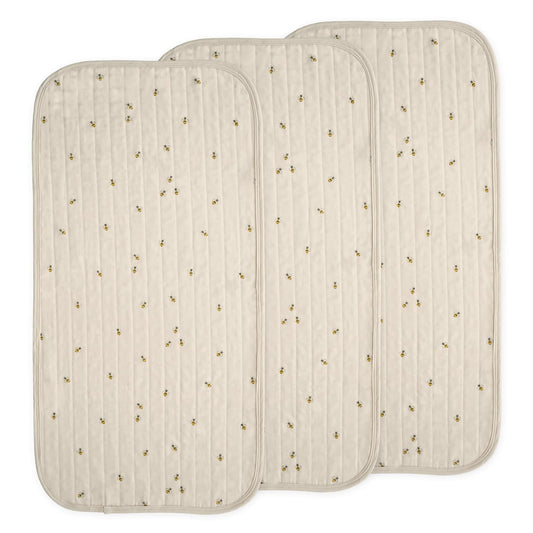 mushie Water Repellent Changing Pad Liners | Made with Organic Cotton | Set of 3 (Pastel Blooms Combo)