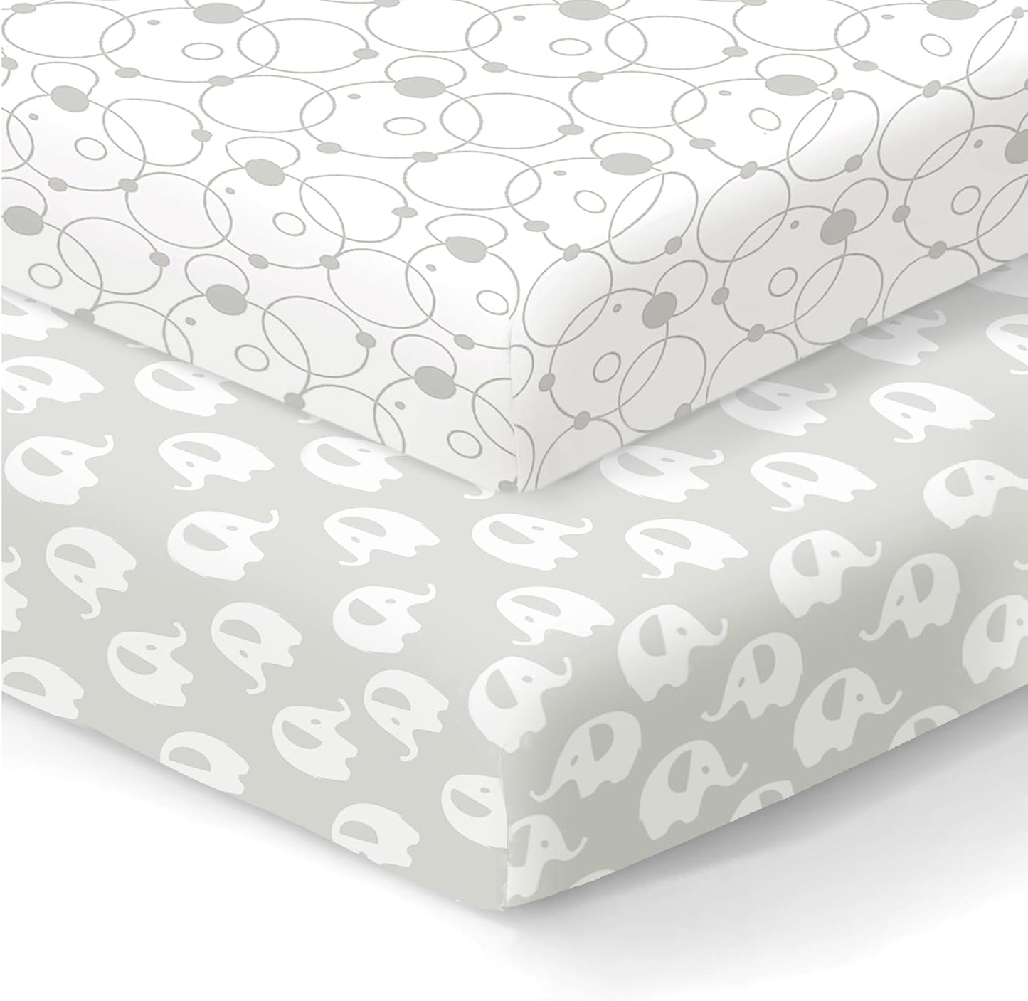 100% Organic Cotton Fitted Sheets for Graco Pack n Play, Babyletto, Pamo Babe, Hiccapop, Dream on Me, Evenflo, Baby Trend, Hygge Hush Portable/Mini Crib/Playards, Beka Bedside Bassinet 2 Pk