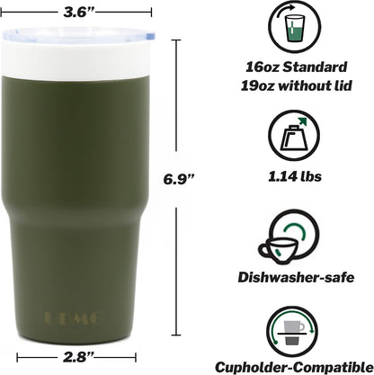 True Ceramic Interior Vacuum Insulated Tumbler, 16oz, Original Steel | True Ceramic Lined (Not Coated), Vacuum Insulated, Car Commuter Tumbler for Soda, Coffee & Tea On-The-Go, No Metallic Taste