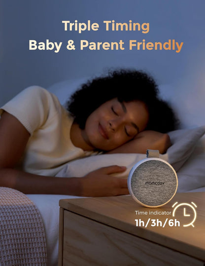 Momcozy Portable Sound Machine with Night Light, White Noise Sound Machine for Baby, 20 Soothing Sounds, Sound Therapy, Long-Lasting Power, Timer, Clips on Stroller, Baby Shower Gifts