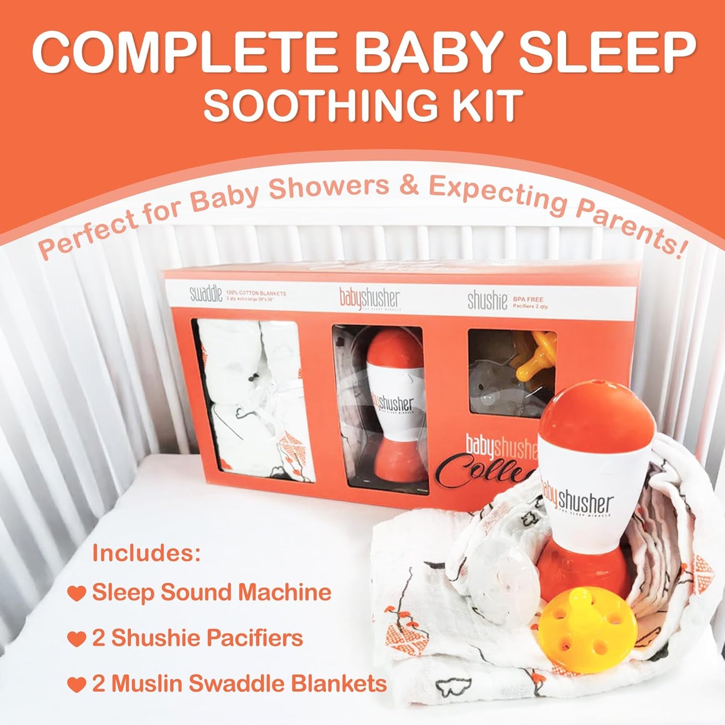 Baby Shusher Portable Sound Machine - Mom-Like 'Shh!' Sound for Baby, Sleeping Soother, Newborn Essentials for Crib, Battery Operated Hush, Travel Friendly, Shower & Registry Gift - 1 Count