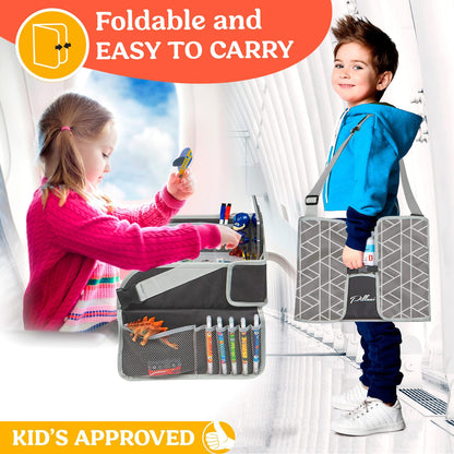 PILLANI Kids Travel Tray for Car Seat - Carseat Tray w/ iPad Holder & Dry Erase Board, Road Trip Activities - Toddler Lap Desk Organizer for Airplane - Roadtrip & Travel Essentials - Pack of 2, Pink