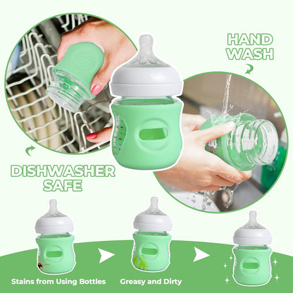 3 Pack Silicone Sleeves for Philips Avent Natural Glass Baby Bottles, Food Grade Silicone Anti Breakage Baby Bottles Holder, Compatible with Philips Avent Glass Natural Baby Bottle 8oz