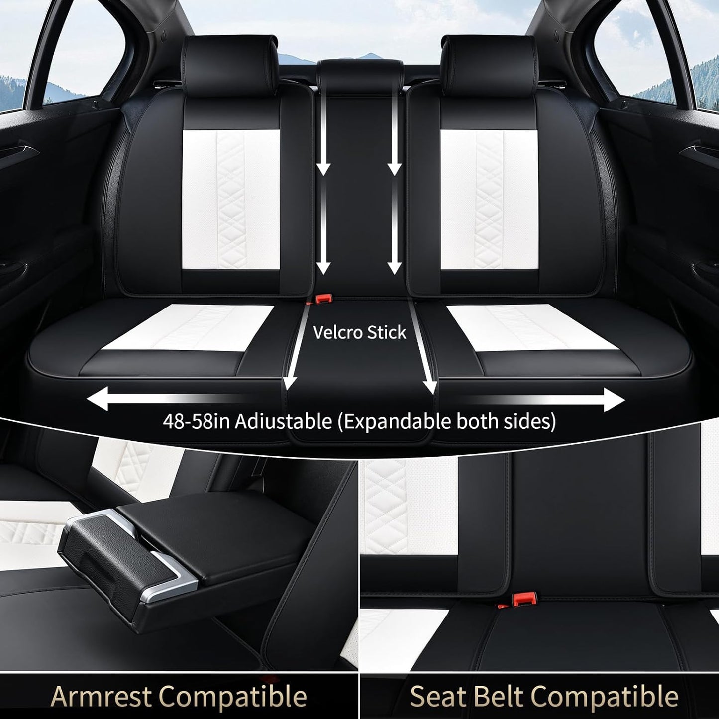 FLORICH Car Seat Covers Full Set, Automotive Seat Covers, Black Car Seat Cover, Waterproof Seat Protectors Universal fit for Car Truck Van SUV - Black