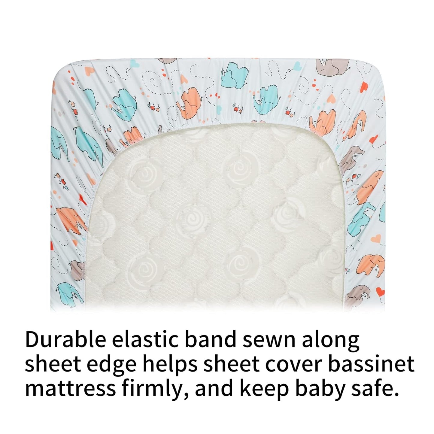 Onacosht Stretchy Bassinet Sheets 33" x 19" Compatible with Mika Micky, KoolaBaby (3 in 1), BabyBond, HARPPA and RICUTON Bedside Bassinet, 3 Pack for Baby Boy and Girl, Pink Floral