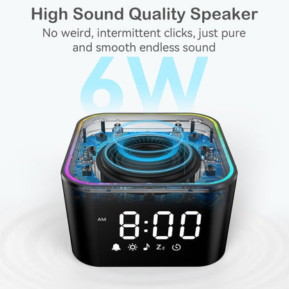Sound Machine with Alarm Clock: 30 Non-Looping Sleep Sounds - White Noise Alarm Clock for Natural Wake Up - Adjustable Volume & Light, Memory Function, Sleep Timer (Black)