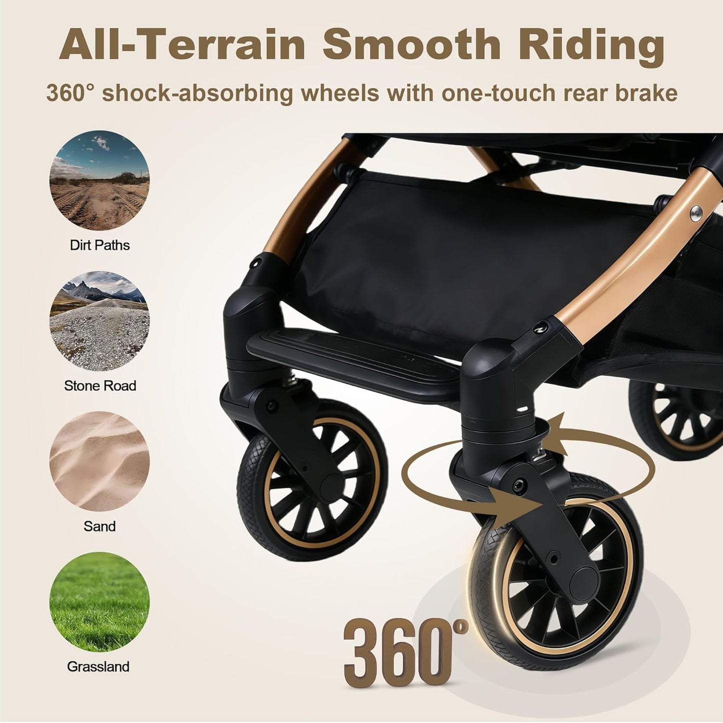 Premium Dog Stroller for Small & Medium Dogs, 6 in 1 Luxury Foldable Pet Stroller with Detachable Carrier, Travel Cat Stroller with 360° Rotating Wheels, Detachable Pet Car Seat, Black