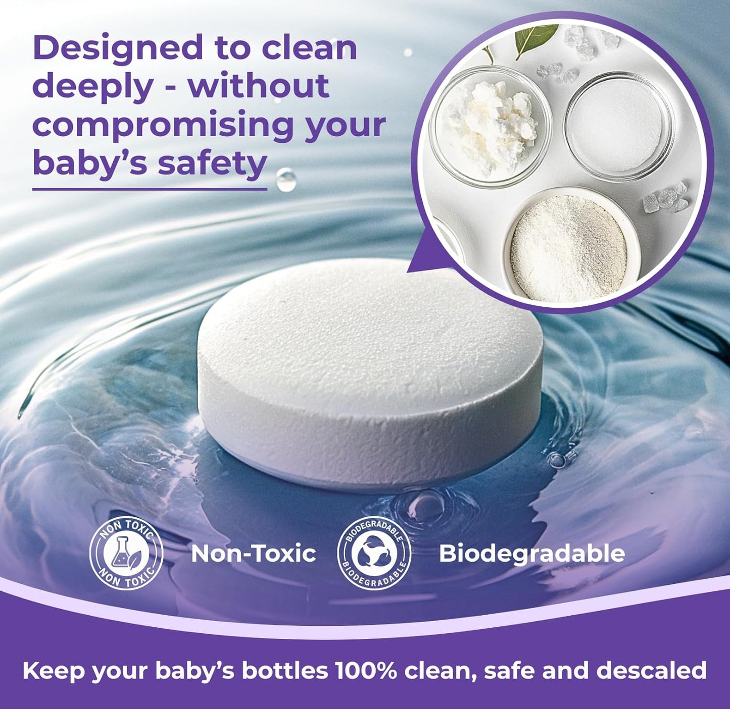 Skyis 48 Descaling Tablets Baby Bottle Washer Cleaner Tablets Compatible with Baby Bottle Washers Baby Bottle Sterilizers Warmers and Formula Makers Effective Cleaner for Limescale and Residue