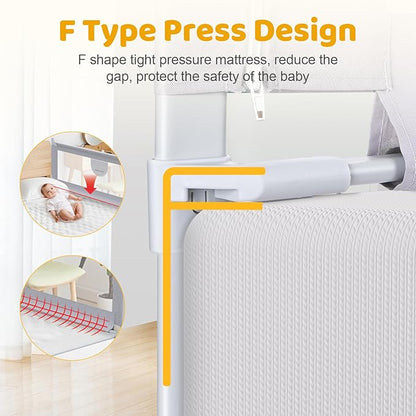 omzer Bed Rail for Toddlers - 3 Sides Safety Baby Bed Rail Guard with Child Lock, Infants Height Adjustment King Size Bed Guard Rail for Toddlers,78.74"X78.74"X74.8"