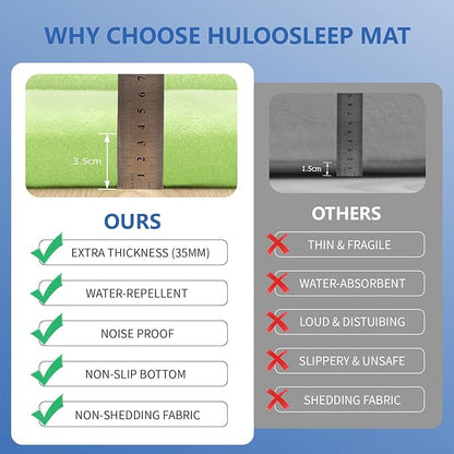 Huloo Sleep Baby Play Mat for Floor,1.3"Thick Elasti-Foam 50x50 Playpen Mat for Toddlers Infant kids,Water-Repellent Soft Velvet for Tummy Time,Non-Slip Backing for Crawling,Tatami Style(Light Green)