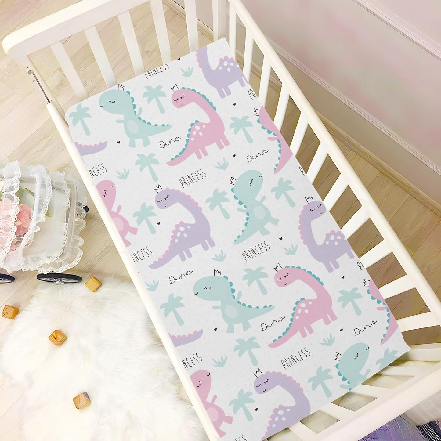 Fitted Crib Sheets Turtle Sea Horse Stretchy Portable Playard Sheets for Baby Toddler, Breathable Soft Mini Crib Mattress 39 x 27 in for Boys and Girls