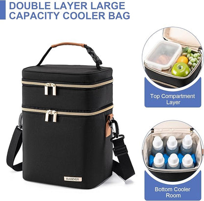 Breastmilk Cooler Bag with Ice Pack Fits 6 Baby Bottles Up to 9 Ounce