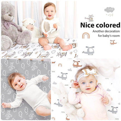 Baby Mini Crib Sheets Girl, Portable 38”x26” Pack and Play Sheets Fitted for Playard and Pack N Play Mattress, 3-Pack Soft Microfiber Pink Rainbow