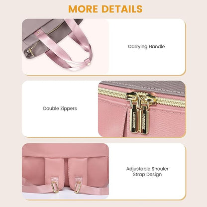LOVEVOOK Diaper Bag Backpack,Diaper Tote Bag with Insulated Pockets,Baby Bag for Girl Boy with Changing Pad,Large Baby Diaper Bag with Pacifier Case,Anti-Theft Travel Backpack for Women,Pink-Gray