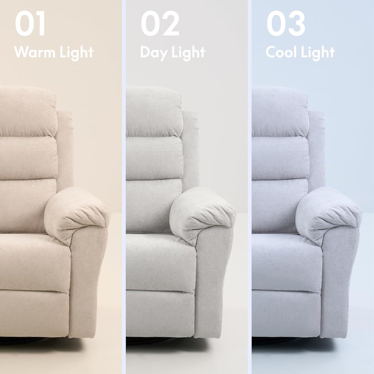 FLEXISPOT Souffle Swivel Rocker Recliner Chair for Adults, Nursery Rocking Glider Chair with Massage & Heat, FSC Wood Frame, Manual Recliner for Living Room, Nursery & Relaxation, Light Grey