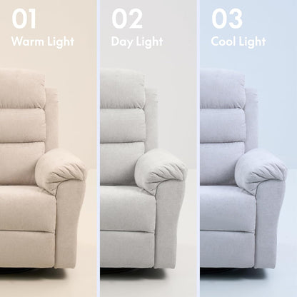 FLEXISPOT Souffle Swivel Rocker Recliner Chair for Adults, Nursery Rocking Glider Chair with Massage & Heat, FSC Wood Frame, Manual Recliner for Living Room, Nursery & Relaxation, Light Grey