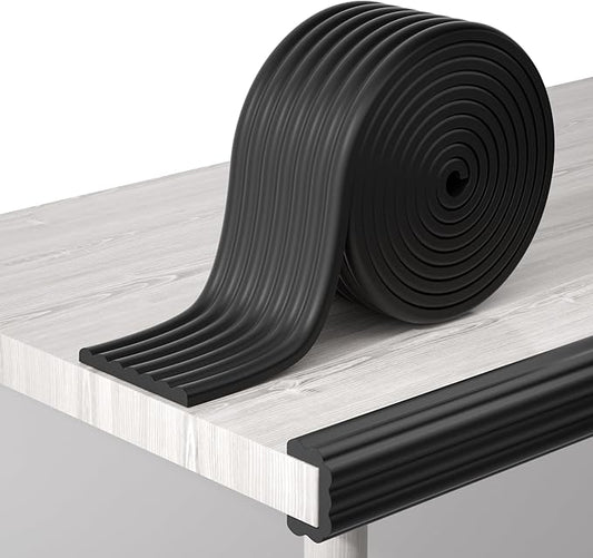 Corner Protector Baby, 16.5FT 0.32''Th W-Shape Edge Protector for Baby Proofing 3.2'' Wide Foam Fireplace Cushion Pre-Taped Safety Guard Bumper Pad for Furniture Wall Stair Door (Black)