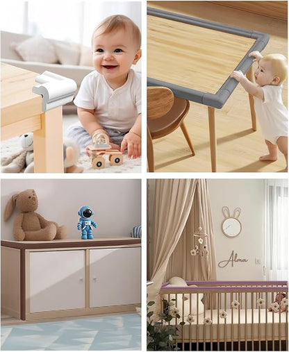 Edge Protector for Baby Proofing, 6.6FT 0.67’’Th L-Shape Air Buffering Soft NBR Rubber Foam Furniture Edge Bumper Guards with 6 Corners, Pre-Taped, Thick Table Bumper Guard for Babies (Black)