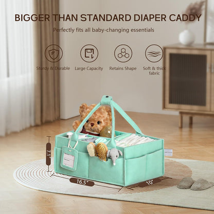 GEMII Diaper Caddy Organizer-Large Baby Caddy Organizer with Handle, Newborn Registry Essentials, Baby Shower Basket Gifts for Boys or Girls (Oatmeal, Large)