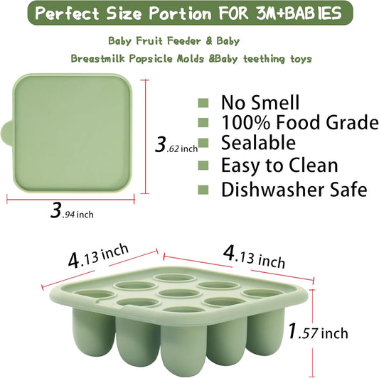 WAJIAYON Baby Food Freezer Tray Silicone Nibble Freezer Tray,Baby Fruit Food Feeder Teether,Breastmilk Popsicle Mold,Babies Breast Milk Teether Pop Maker Maker for Homemade Infant Meals-Pink