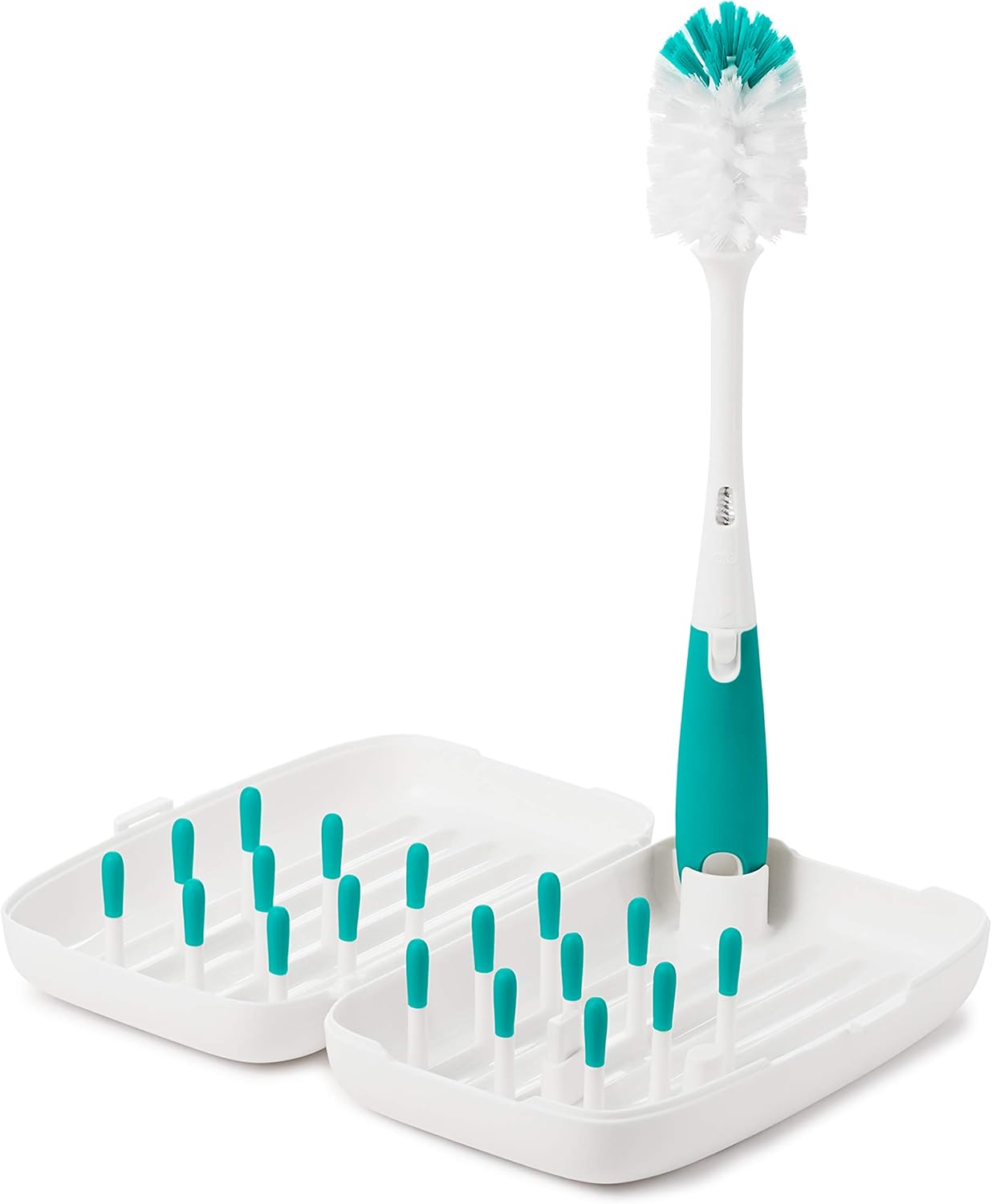 OXO Tot Travel Size Drying Rack with Bottle Brush- Gray