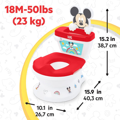 Bright Starts Disney Junior Minnie Mouse My Size Potty Training Toilet, Toddler Potty Chair with Flushing & Cheering Sounds, Removable Seat with Splash Guard & Handles, Ages 18+ Months, Up to 50 lbs