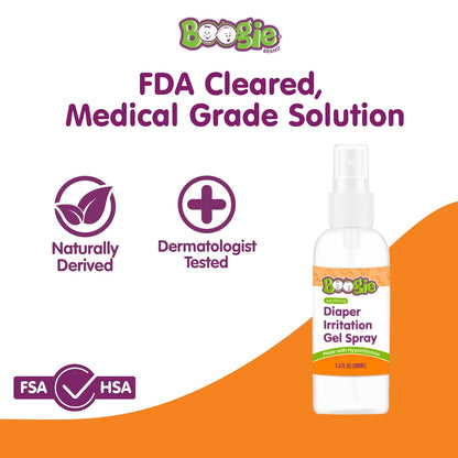 Boogie Hypochlorous Acid Diaper Irritation Gel Spray - 3.4 oz - Baby Essentials for Diaper Rash, Soothing Cleansing Spray