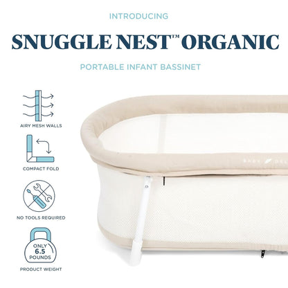 Baby Delight Snuggle Nest Bassinet, Portable Baby Bed, for Infants 0 – 5 Months, Driftwood Grey