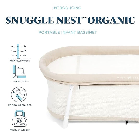 Baby Delight Snuggle Nest Bassinet, Portable Baby Bed, for Infants 0 – 5 Months, Organic Oat