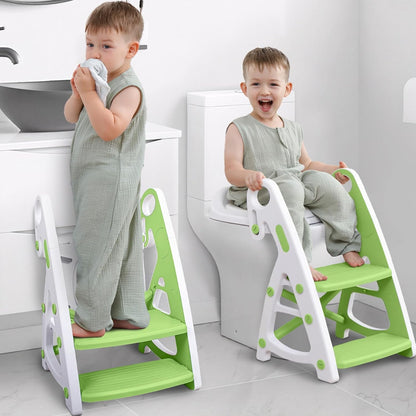 Potty Training Seat, Primlect Upgrade Ultra-Stable Toddler Toilet Seat for Kids Boys Girls, 2 in 1 Potty Training Toilet with Step Stool, Adjustable Seat and Ladder, Non-Slip Pad, Splash Guard (Grey)