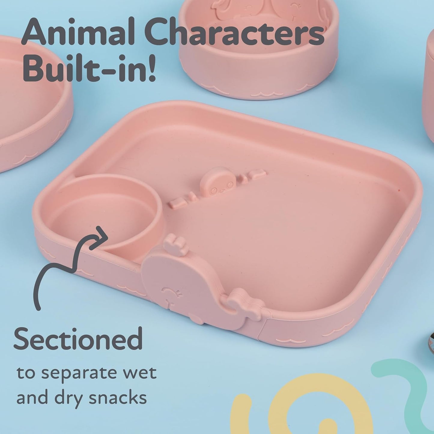 Nuby Animal Friend Silicone Round Bowl - Toddler Bowl - 6+ Months - Pink Whale Bowl