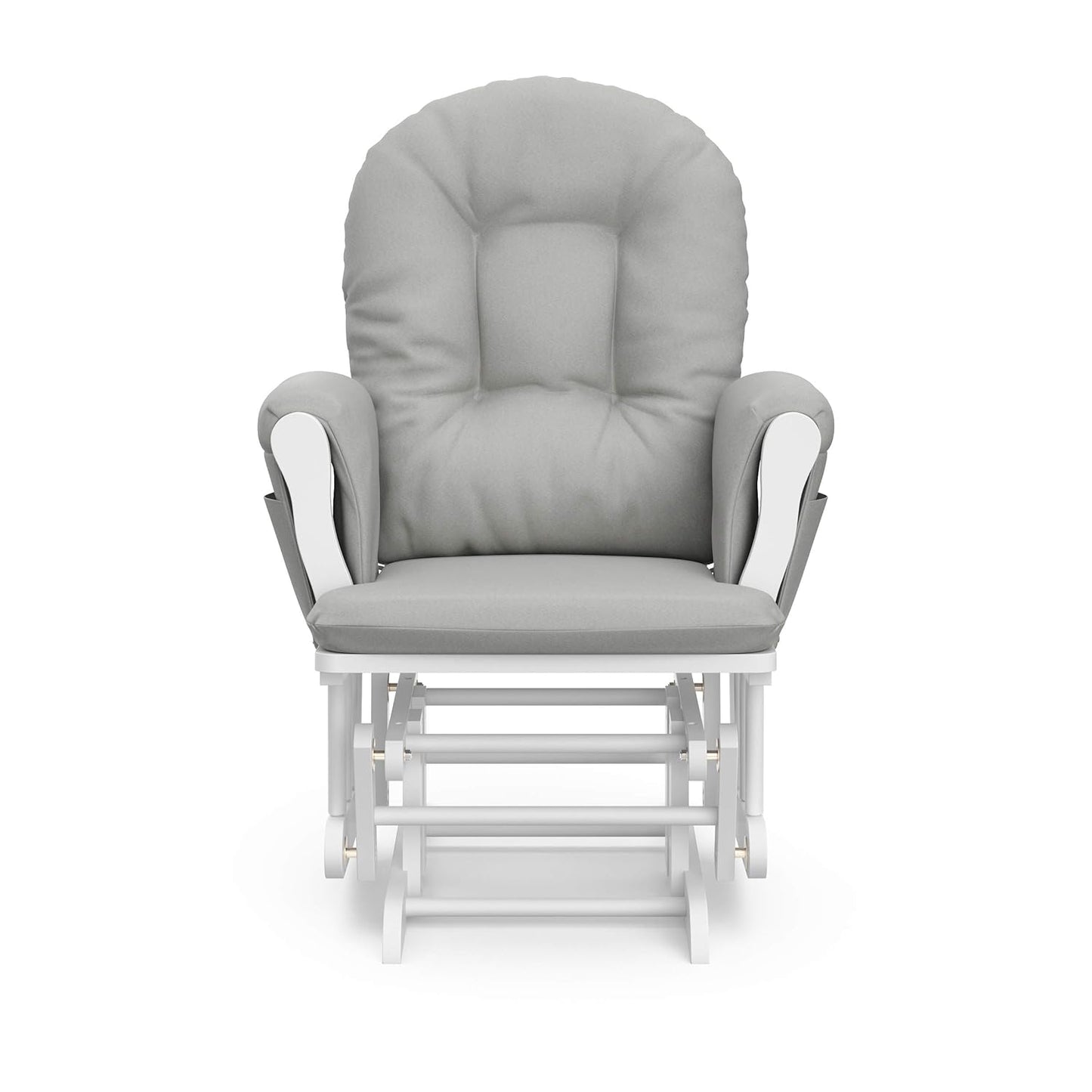 Storkcraft Premium Hoop Glider & Ottoman (White/Gray) — GREENGUARD Gold Certified Nursery Glider, Solid Wood Craftsmanship, Smooth-Gliding, Award-Winning - Colors B