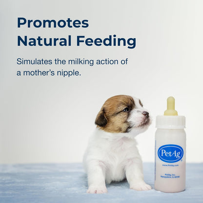 Pet-Ag Nursing Kit - 4 oz - Promotes The Natural Feeding of Liquids to Baby Animals - Each Kit Includes 4 oz. Bottle with Cap, 3 Nipples & Cleaning Brush