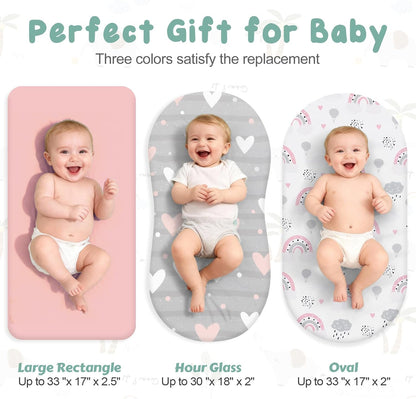 3 Pack Stretchy Bassinet Sheets 20" x 33" Compatible with Baby Delight, Angelbliss, Maxi-COSI & Most Regular Size Bedside Sleeper- Soft Breathable Fitted Bassinet Sheets for Baby - Yellow & Flower