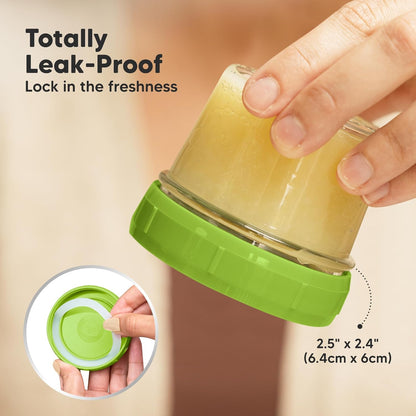 KeaBabies 12pk 4oz Glass Baby Food Containers with Lids - Leak-Proof, Microwavable Small Glass Jars, Baby Purees & Toddler Snack Storage Containers, BPA-Free, Dishwasher & Freezer Safe (Nord)