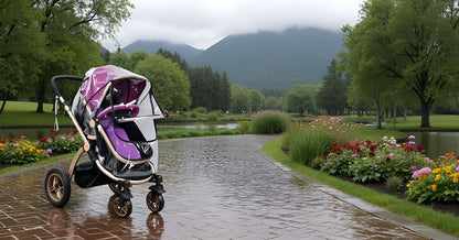 Baby Stroller Rain Cover Transparent PVC with Zipper Window Suitable for General Umbrella Strollers
