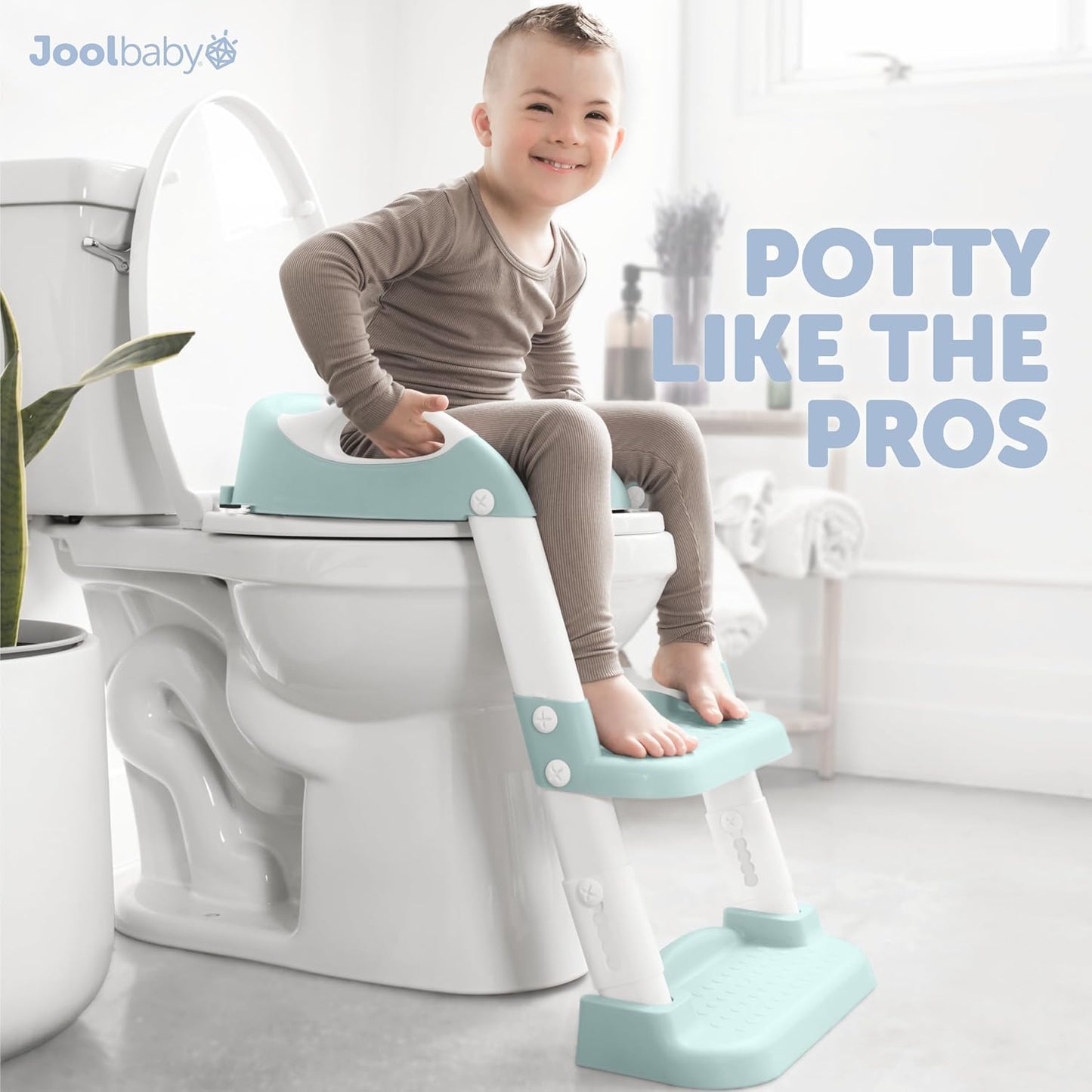 Jool Baby Potty Training Seat with 2 Step Ladder for Toddlers - Splash Guard, Adjustable Height (Gray)