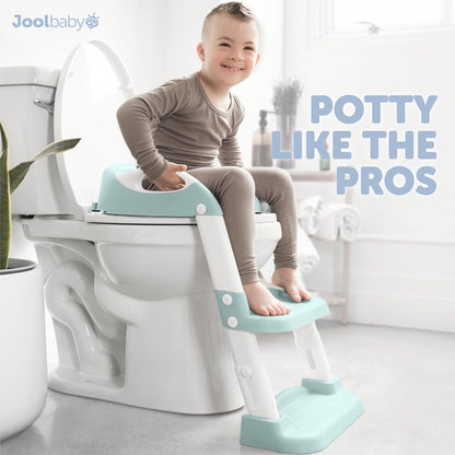 Jool Baby Potty Training Seat with 2 Step Ladder for Toddlers - Splash Guard, Adjustable Height (Gray)