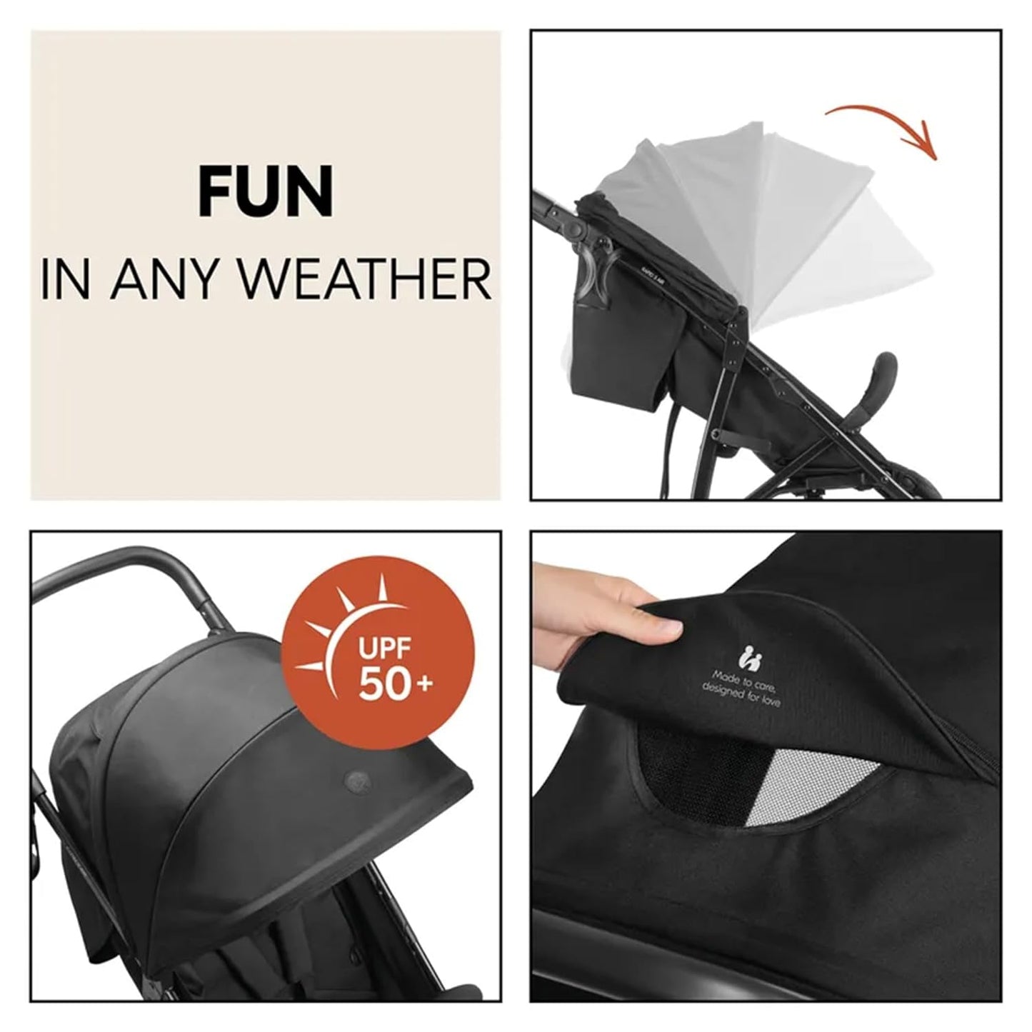 hauck Stroller Rapid 3 Air, Reclining Seat up to 48.5 lbs, Stroller with Air Wheels and Rear Suspension, Compact & Easy Fold, Sun Protection UPF 50+, Large Basket