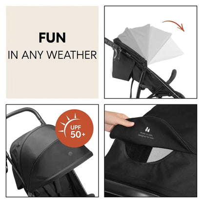 hauck Stroller Rapid 3 Air, Reclining Seat up to 48.5 lbs, Stroller with Air Wheels and Rear Suspension, Compact & Easy Fold, Sun Protection UPF 50+, Large Basket