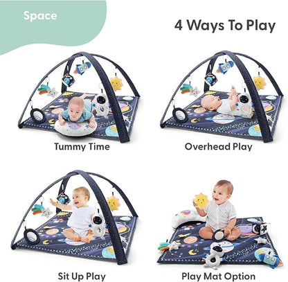 The Peanutshell Unisex Baby Play Gym & 7-in-1 Play Mat - Playmat Baby Toys 0-6, 6-12 Months Tummy Time Mat with Hanging Toys, Soft Padded Mat for Newborns, Infants - Space