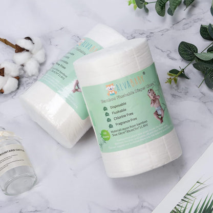 ALVABABY Diaper Liner for Baby Cloth Diapers Natural Soft Disposable Diaper Liners 11.8x7.1 Inch Fragrance Free Chlorine Free 400 Sheets